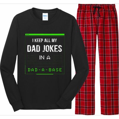 I Keep All My Dad Jokes In A Dad A Base Funny Father Saying Long Sleeve Pajama Set