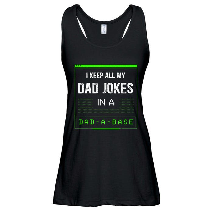 I Keep All My Dad Jokes In A Dad A Base Funny Father Saying Ladies Essential Flowy Tank