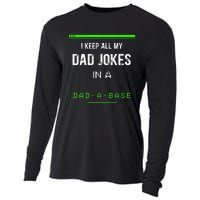 I Keep All My Dad Jokes In A Dad A Base Funny Father Saying Cooling Performance Long Sleeve Crew