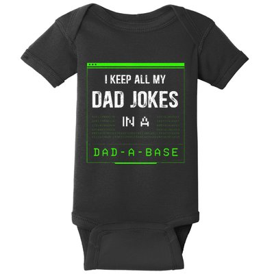 I Keep All My Dad Jokes In A Dad A Base Funny Father Saying Baby Bodysuit