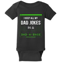 I Keep All My Dad Jokes In A Dad A Base Funny Father Saying Baby Bodysuit
