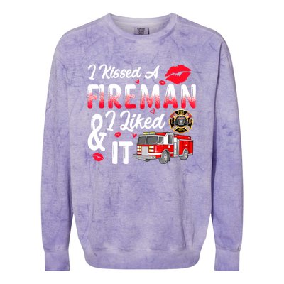 I Kissed A Fireman I Liked It Firefighter Valentine Days Colorblast Crewneck Sweatshirt