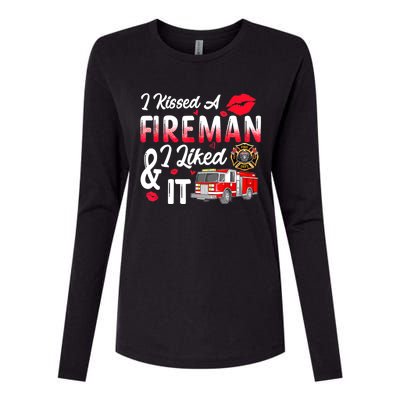 I Kissed A Fireman I Liked It Firefighter Valentine Days Womens Cotton Relaxed Long Sleeve T-Shirt