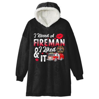 I Kissed A Fireman I Liked It Firefighter Valentine Days Hooded Wearable Blanket