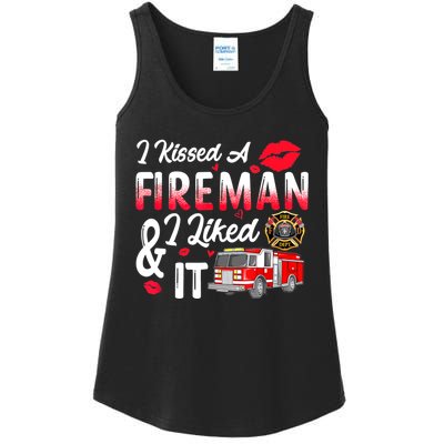 I Kissed A Fireman I Liked It Firefighter Valentine Days Ladies Essential Tank