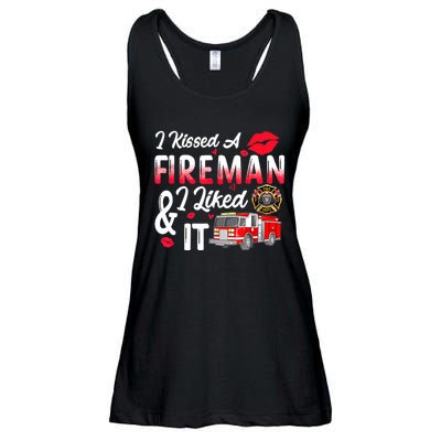 I Kissed A Fireman I Liked It Firefighter Valentine Days Ladies Essential Flowy Tank