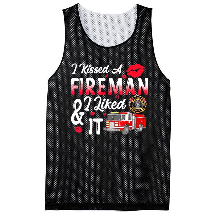 I Kissed A Fireman I Liked It Firefighter Valentine Days Mesh Reversible Basketball Jersey Tank