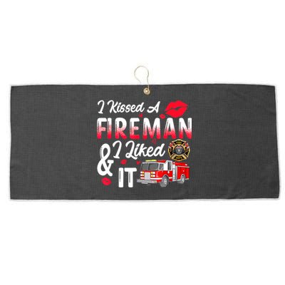 I Kissed A Fireman I Liked It Firefighter Valentine Days Large Microfiber Waffle Golf Towel