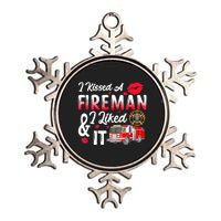 I Kissed A Fireman I Liked It Firefighter Valentine Days Metallic Star Ornament