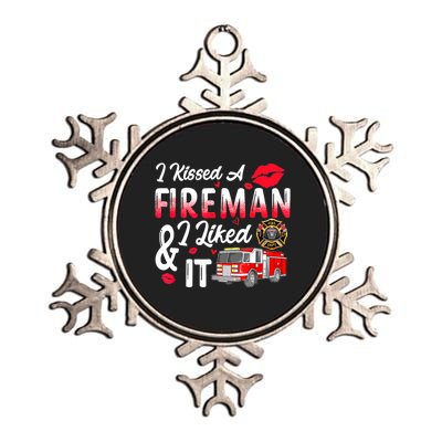 I Kissed A Fireman I Liked It Firefighter Valentine Days Metallic Star Ornament