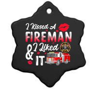 I Kissed A Fireman I Liked It Firefighter Valentine Days Ceramic Star Ornament