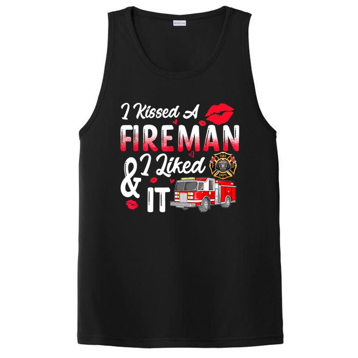 I Kissed A Fireman I Liked It Firefighter Valentine Days PosiCharge Competitor Tank