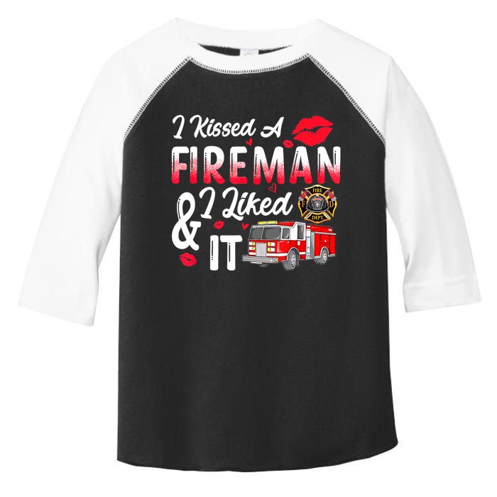 I Kissed A Fireman I Liked It Firefighter Valentine Days Toddler Fine Jersey T-Shirt