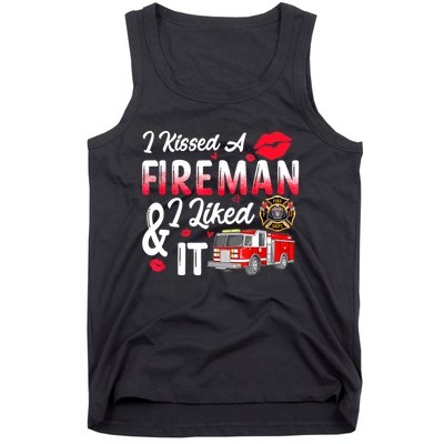 I Kissed A Fireman I Liked It Firefighter Valentine Days Tank Top