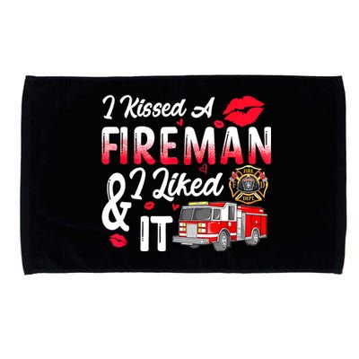 I Kissed A Fireman I Liked It Firefighter Valentine Days Microfiber Hand Towel