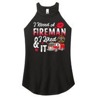 I Kissed A Fireman I Liked It Firefighter Valentine Days Women's Perfect Tri Rocker Tank