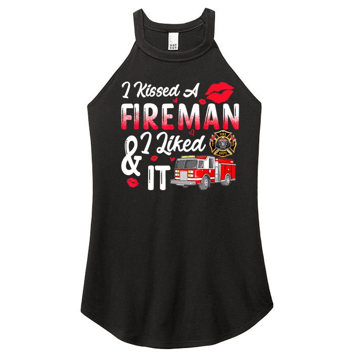 I Kissed A Fireman I Liked It Firefighter Valentine Days Women's Perfect Tri Rocker Tank