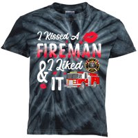 I Kissed A Fireman I Liked It Firefighter Valentine Days Kids Tie-Dye T-Shirt