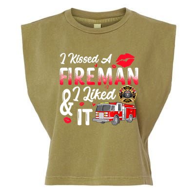 I Kissed A Fireman I Liked It Firefighter Valentine Days Garment-Dyed Women's Muscle Tee