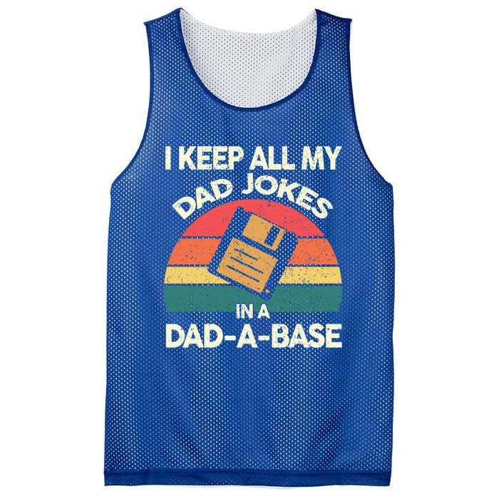 I Keep All My Dad Jokes In A Dadgiftagiftbase Vintage Fathers Day Cool Gift Mesh Reversible Basketball Jersey Tank