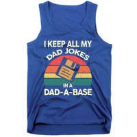 I Keep All My Dad Jokes In A Dadgiftagiftbase Vintage Fathers Day Cool Gift Tank Top