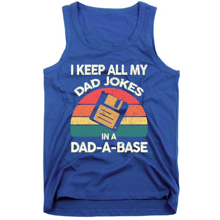 I Keep All My Dad Jokes In A Dadgiftagiftbase Vintage Fathers Day Cool Gift Tank Top