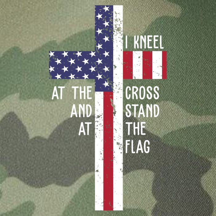 I Kneel At The Cross And Stand At The Flag USA Cross Legacy Tie Dye Trucker Hat
