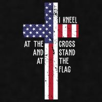 I Kneel At The Cross And Stand At The Flag USA Cross Ladies PosiCharge Tri-Blend Wicking Tank
