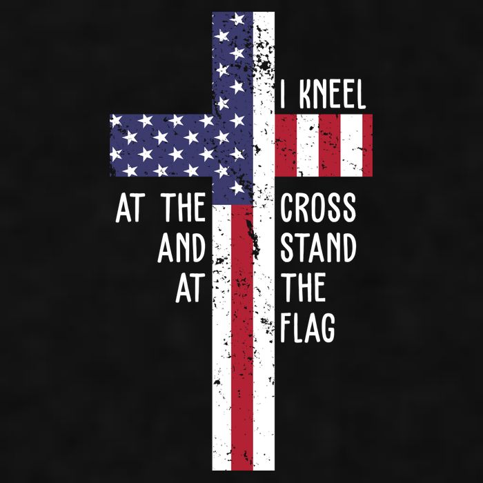 I Kneel At The Cross And Stand At The Flag USA Cross Ladies PosiCharge Tri-Blend Wicking Tank