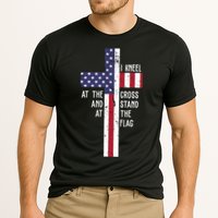 I Kneel At The Cross And Stand At The Flag USA Cross Performance Shirt