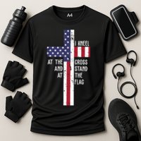 I Kneel At The Cross And Stand At The Flag USA Cross Performance Shirt