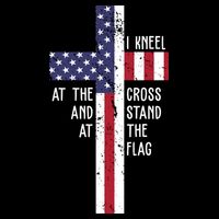 I Kneel At The Cross And Stand At The Flag USA Cross Sustainable Bucket Hat