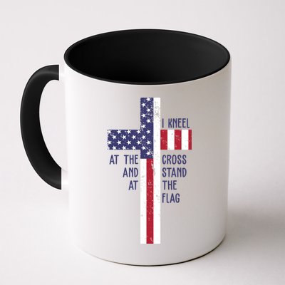 I Kneel At The Cross And Stand At The Flag USA Cross Mug
