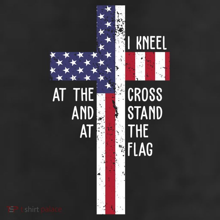 I Kneel At The Cross And Stand At The Flag USA Cross Beanie