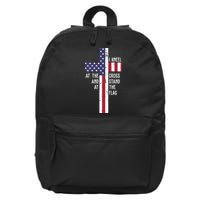 I Kneel At The Cross And Stand At The Flag USA Cross 16 in Basic Backpack