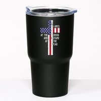 I Kneel At The Cross And Stand At The Flag USA Cross Tumbler