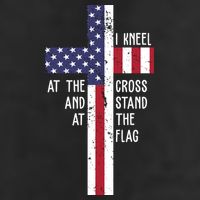 I Kneel At The Cross And Stand At The Flag USA Cross Tumbler