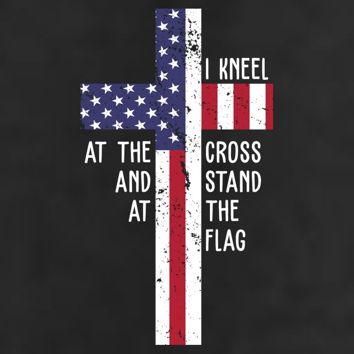 I Kneel At The Cross And Stand At The Flag USA Cross Tumbler