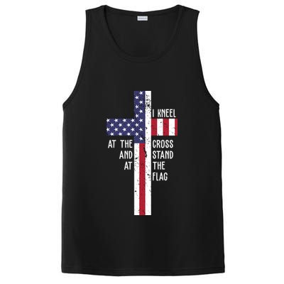 I Kneel At The Cross And Stand At The Flag USA Cross PosiCharge Competitor Tank