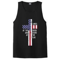 I Kneel At The Cross And Stand At The Flag USA Cross PosiCharge Competitor Tank