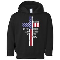 I Kneel At The Cross And Stand At The Flag USA Cross Toddler Hoodie