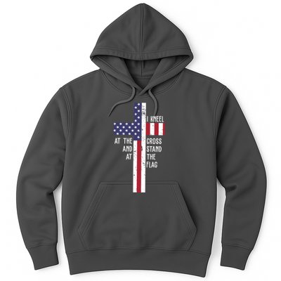 I Kneel At The Cross And Stand At The Flag USA Cross Hoodie