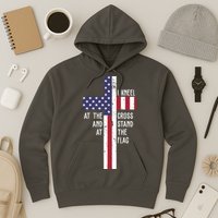 I Kneel At The Cross And Stand At The Flag USA Cross Hoodie