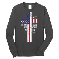 I Kneel At The Cross And Stand At The Flag USA Cross Long Sleeve Shirt