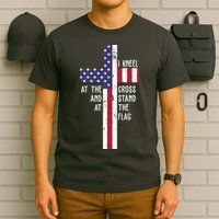 I Kneel At The Cross And Stand At The Flag USA Cross T-Shirt