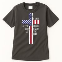 I Kneel At The Cross And Stand At The Flag USA Cross Tall T-Shirt