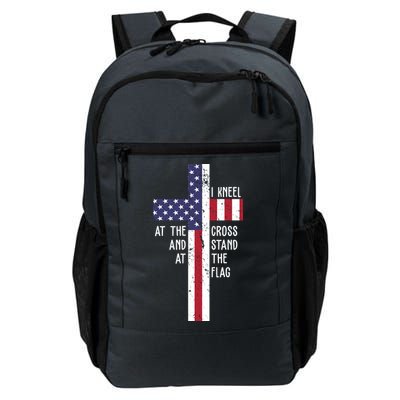 I Kneel At The Cross And Stand At The Flag USA Cross Backpack