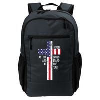 I Kneel At The Cross And Stand At The Flag USA Cross Backpack