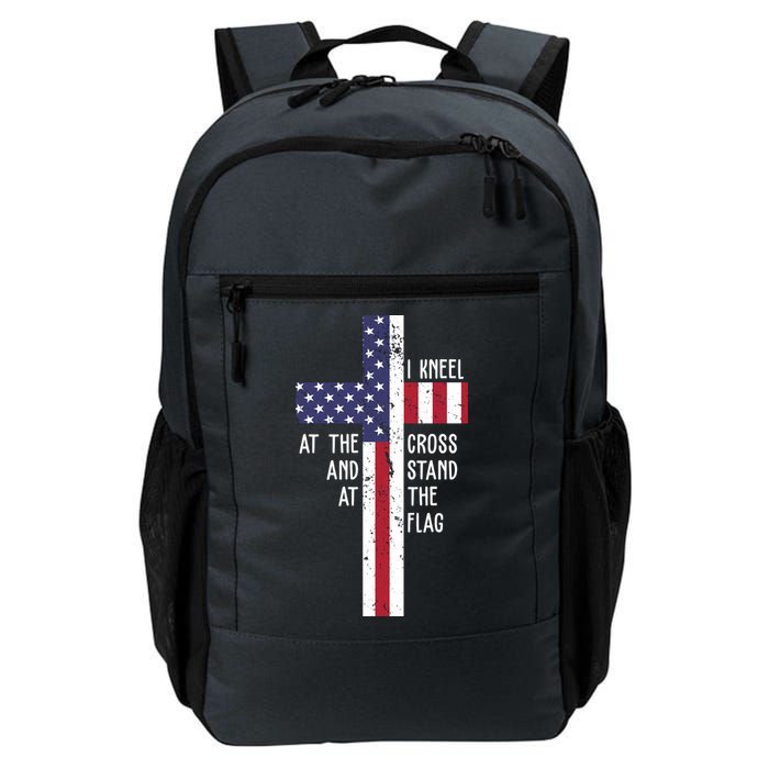 I Kneel At The Cross And Stand At The Flag USA Cross Backpack