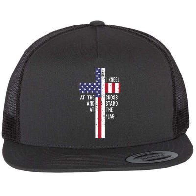 I Kneel At The Cross And Stand At The Flag USA Cross Flatbill Hat